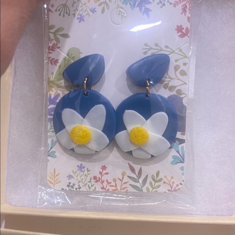 Blue Floral Earrings